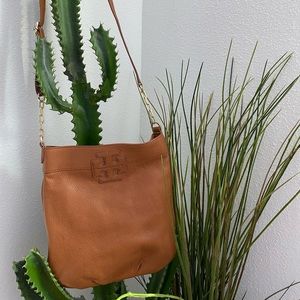 Tory Burch saddle brown leather crossbody bag